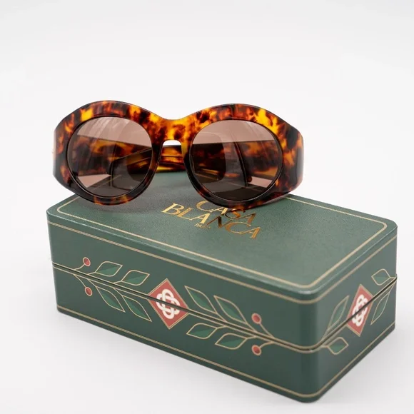 CASABLANCA Round Goggle Acetate Sunglasses Tortoise display picture 3